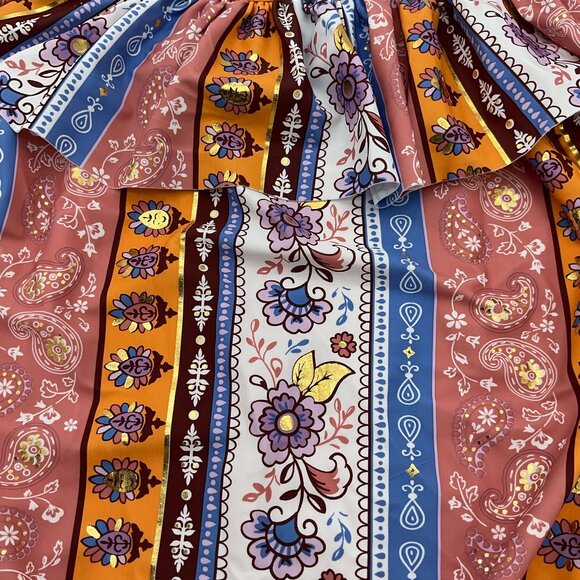 Catherine Malandrino 1-pc Adjust Strap Ruffle Neck Swimsuit Crochet Pants 12 NWT - Picture 3 of 10